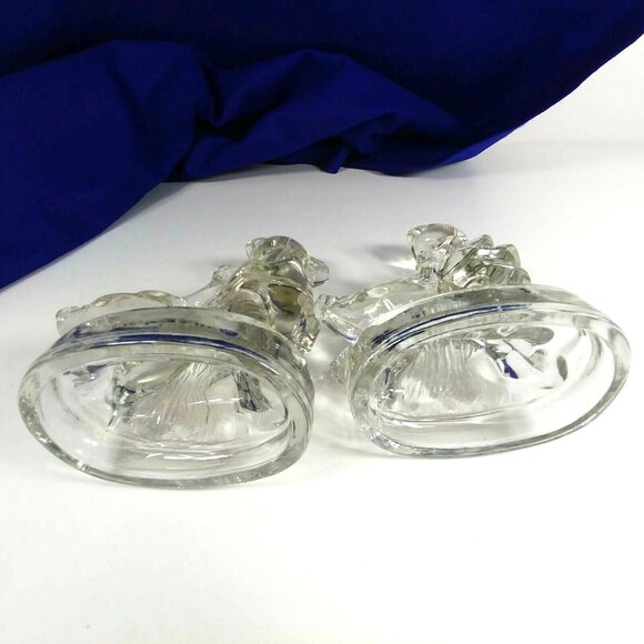Vintage Pair of Clear Glass Bookends Girl Feeding Geese - Picture 10 of 11